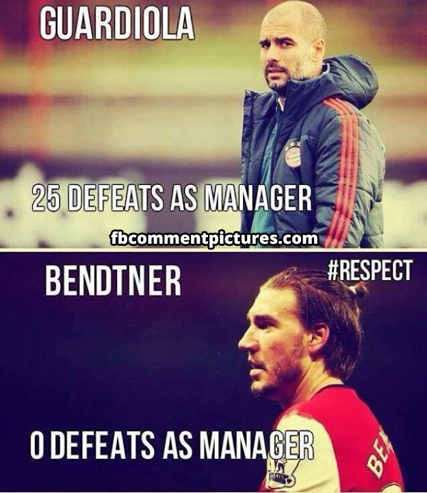 Pep Gaurdiola 25 defeats Bendtner 0 Defeats Better Manager