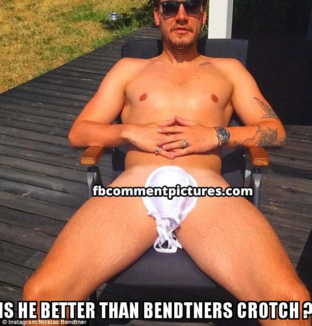 Bendtner Half Naked with the caption  is he Better Than bendtners crotch ?