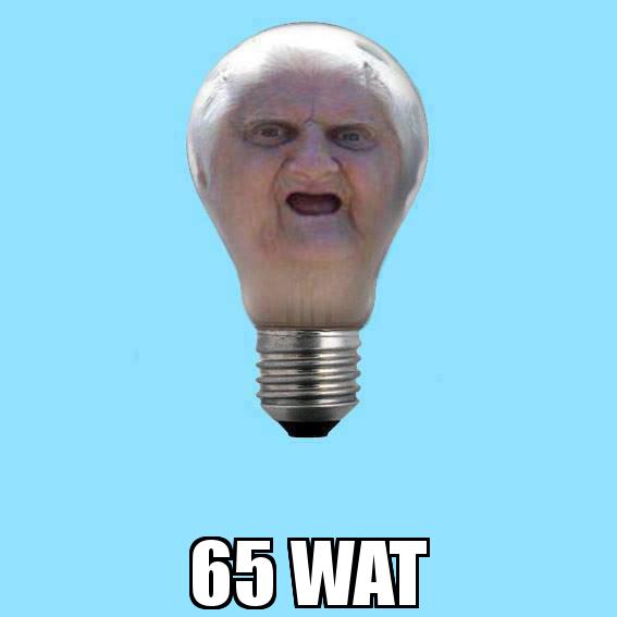 65 Wat Lady as a Light Bulb  with the caption  65 WAT