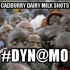 Staring Africans with the caption cAdbUrry Dairy Milk SHOTS #dYn@mO