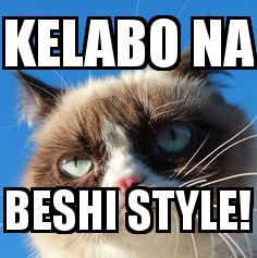Angry Cat with the caption kelabo na beshi style!