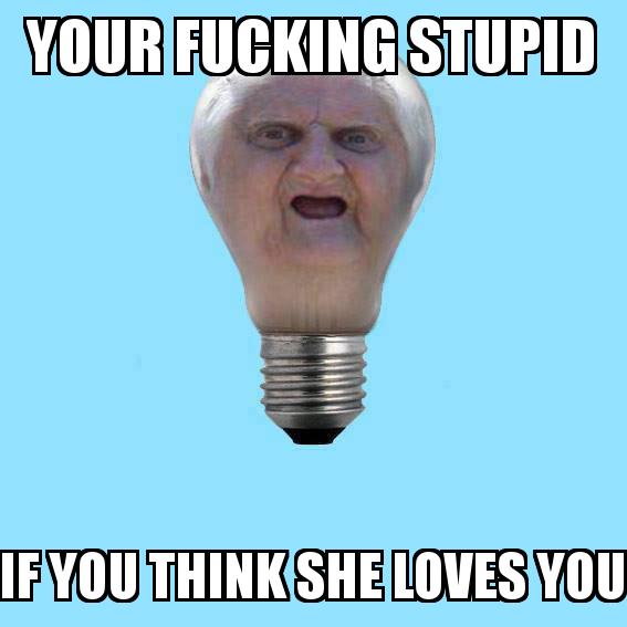 65 Wat Lady as a Light Bulb  with the caption Your fucking stupid If you think she loves you